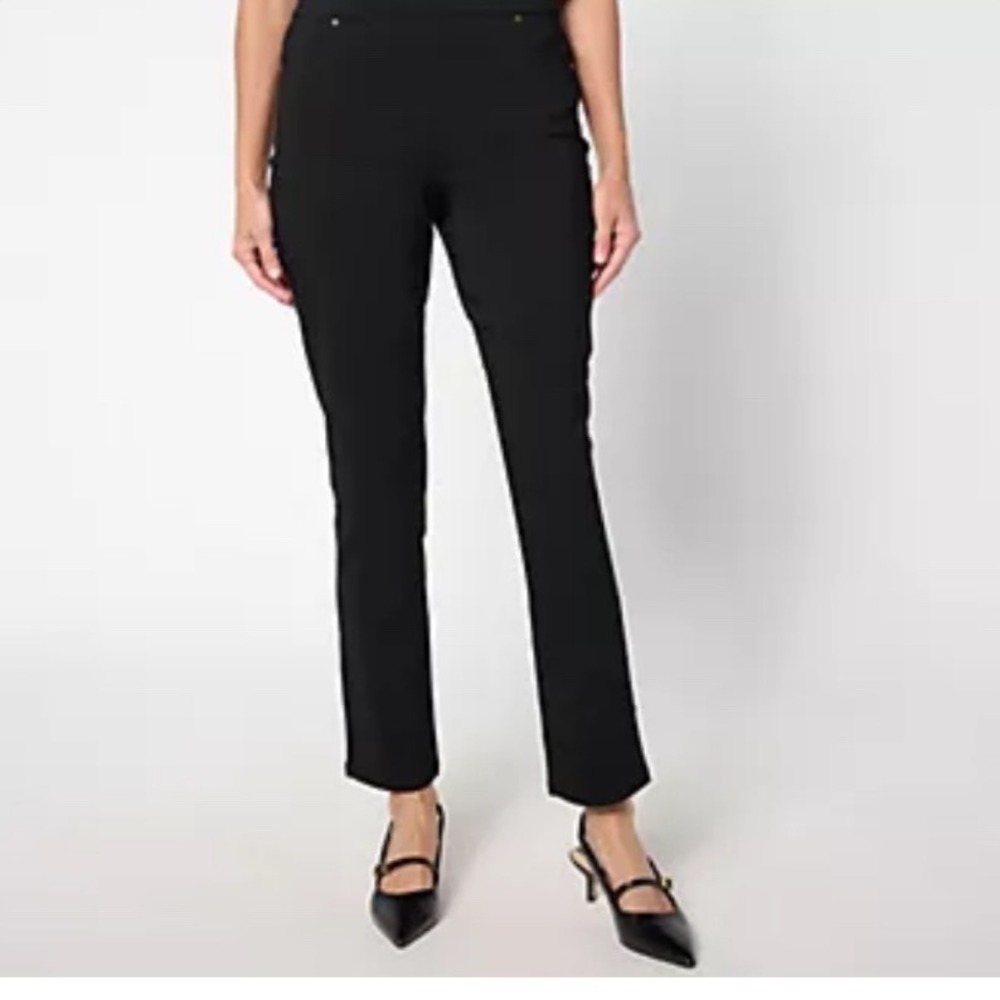 Susan‎ Graver Petite Ultra Stretch Slim Leg Pants Black Size Petite 14